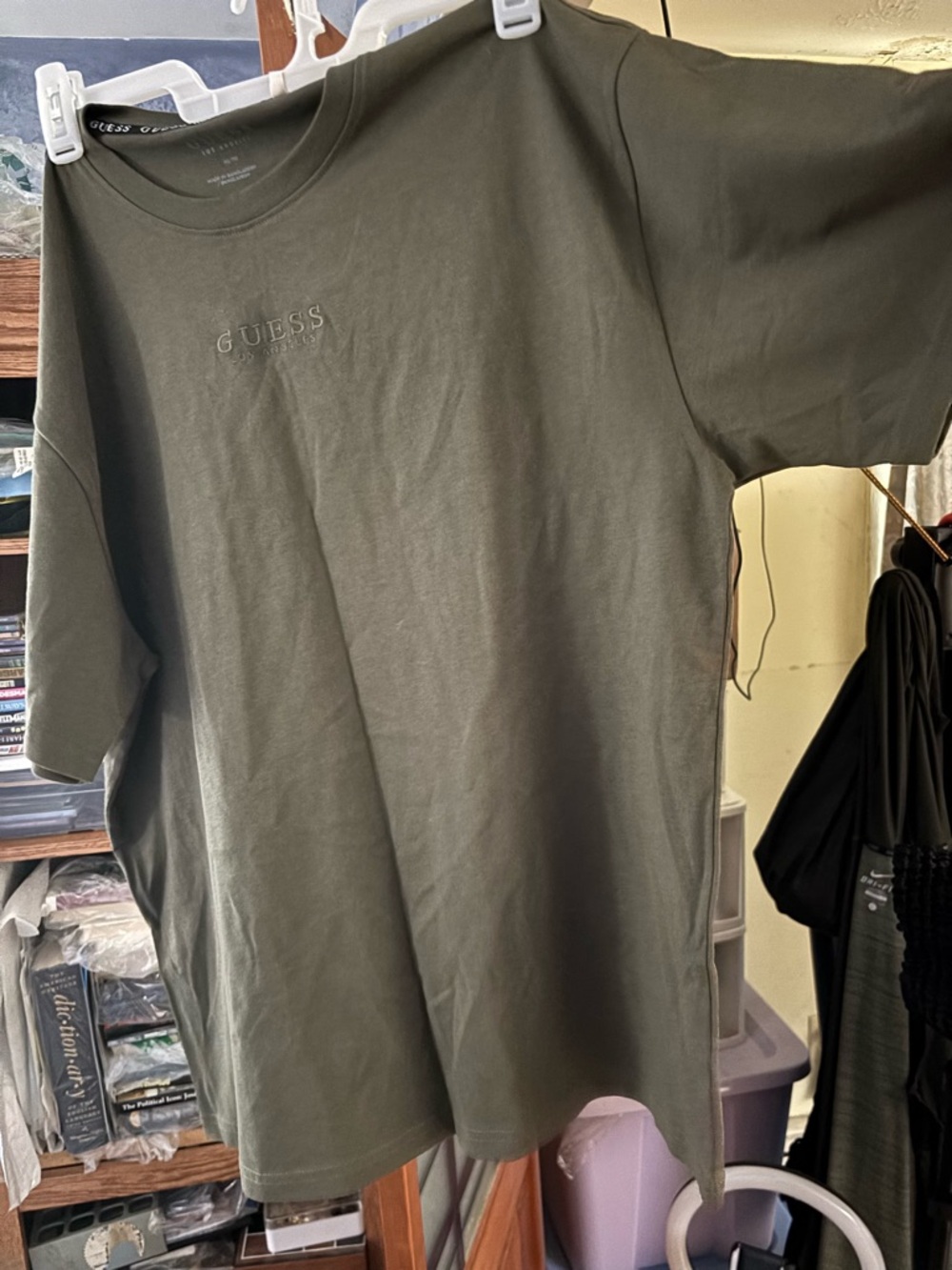 GUESS Olive Embroidered Logo Short Sleeve Tee
